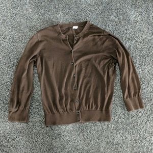 Brown 3/4 sleeve sweater light weight cardigan